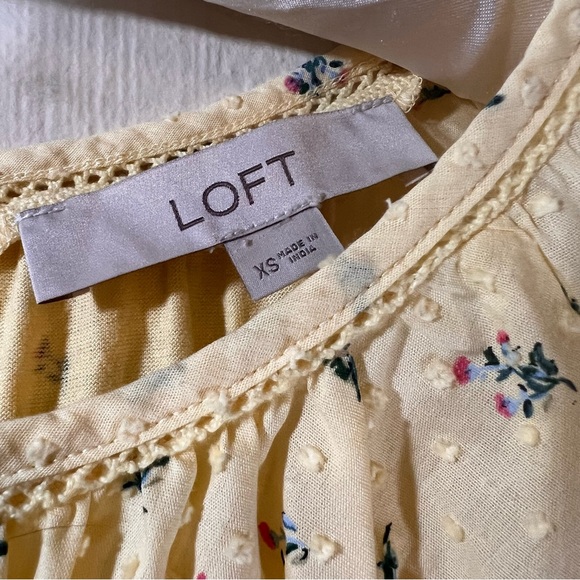 Loft Garden Floral Top Sz XS Babydoll Swiss Dot Yellow - Picture 4 of 7